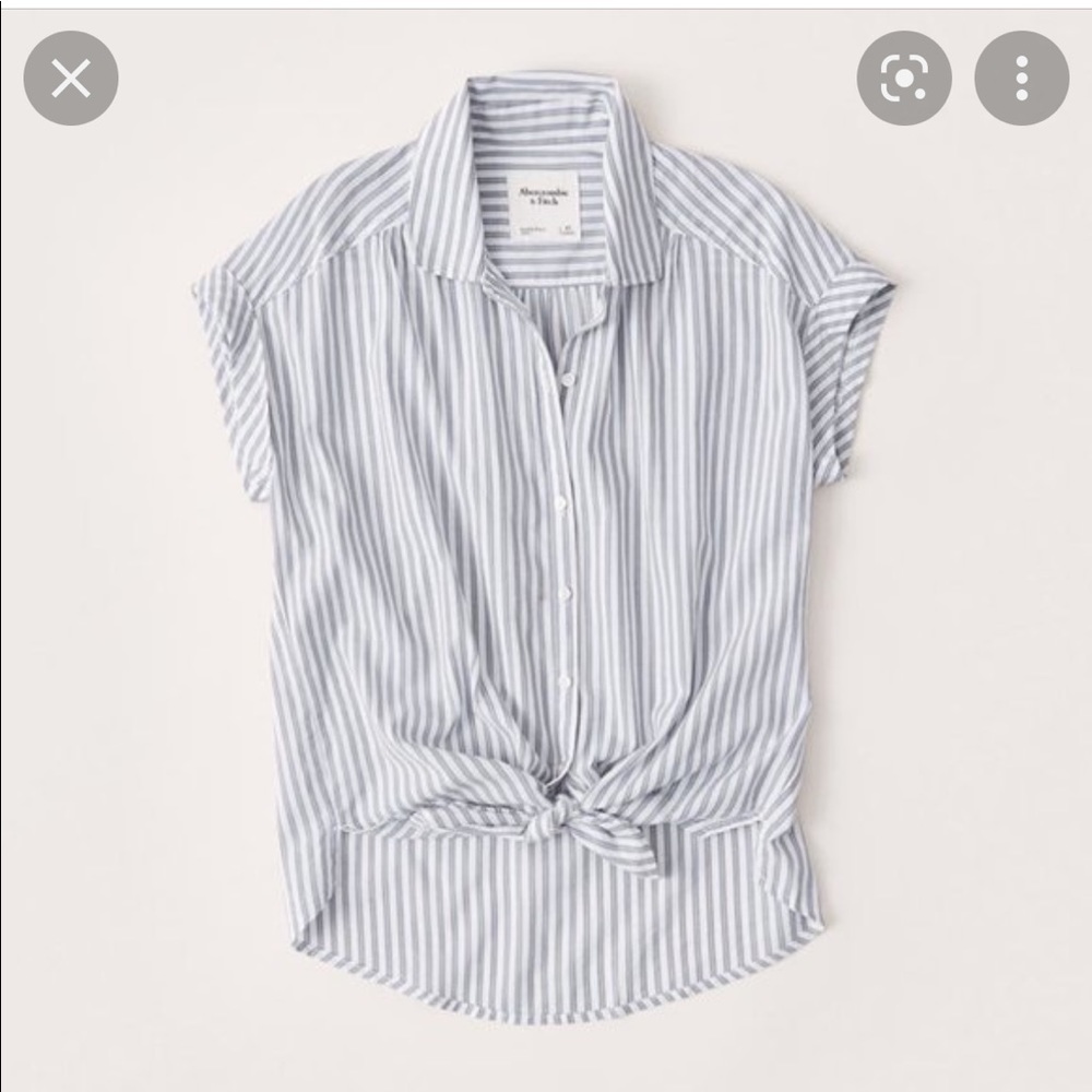 Abercrombie short sleeve front tie poplin button up